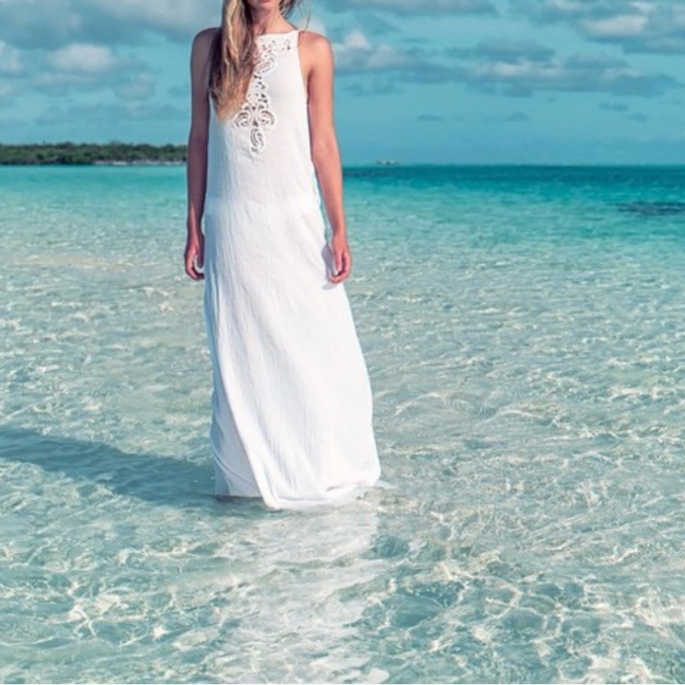 MIGUELINA Intermix *Kendall* white cotton maxi boho beach wedding dress XS